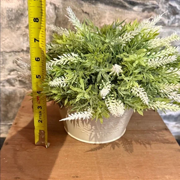 Rustic Cream Planter with Green Faux Foliage - Picture 7 of 8